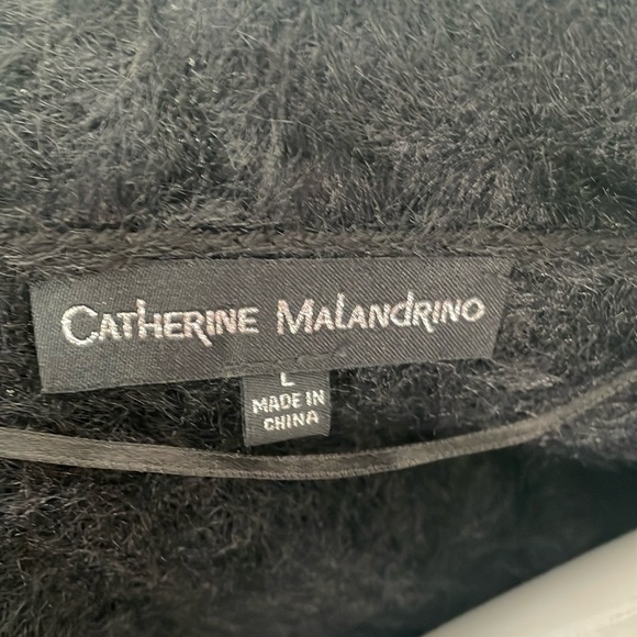 Catherine Malandrino Black Faux Fur Open Cardigan size Large - Picture 3 of 6